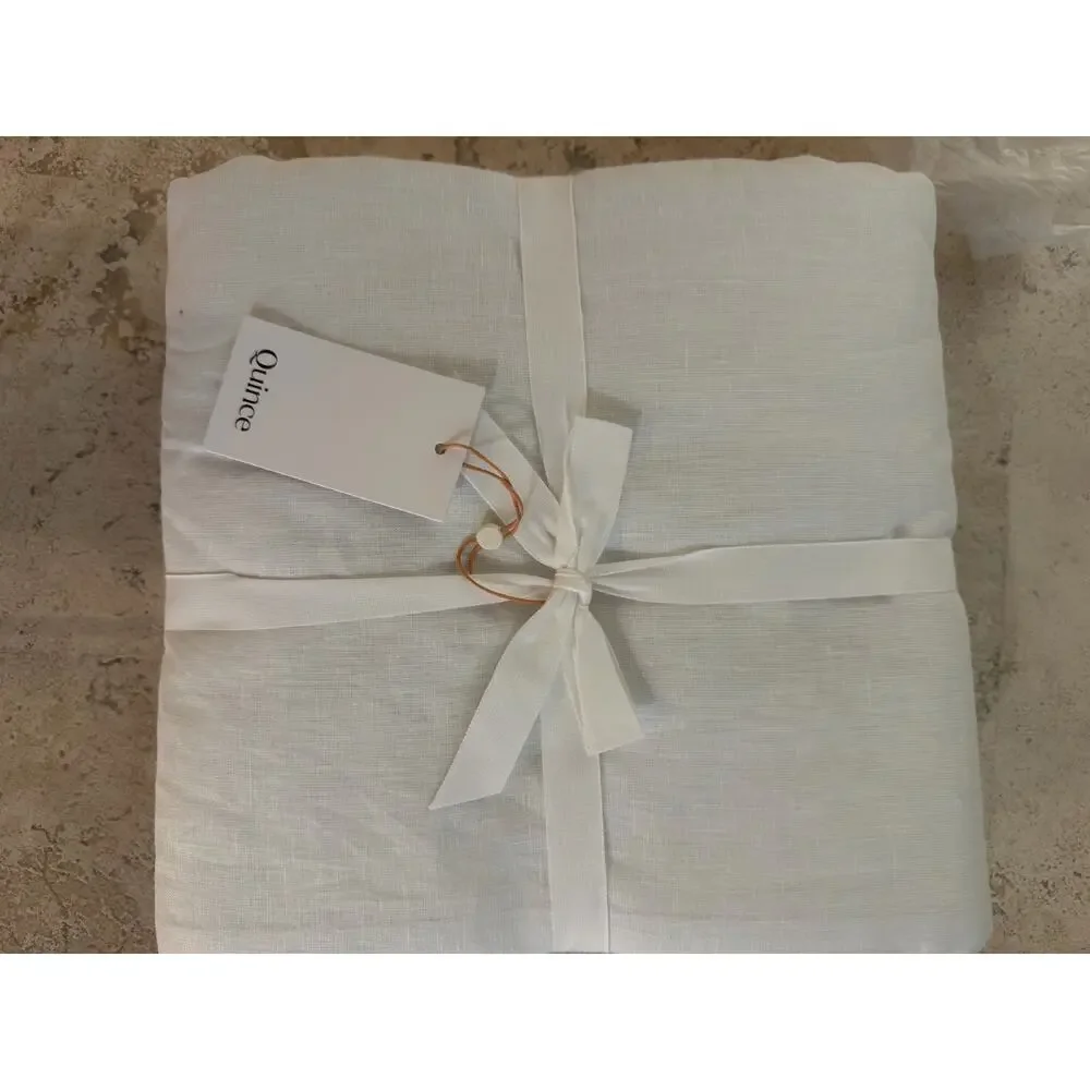 Quince European White Linen True Blackout Curtain Single Panel 96x96in NWT